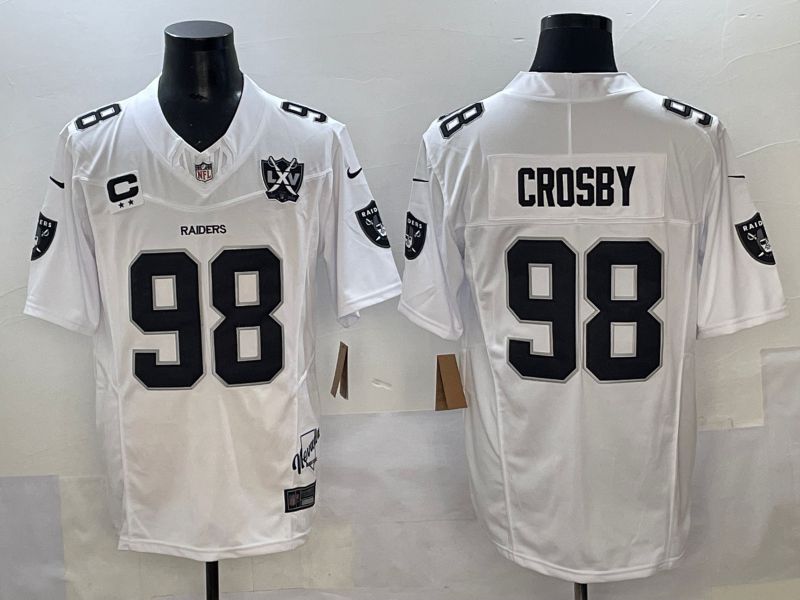 Men 2025 Oakland Raiders #98 Crosby White Throwback Three generations Nike Limited NFL Jersey style 3->oakland raiders->NFL Jersey